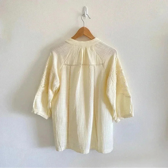 SOFT SURROUNDINGS Women's M Ivory Magnolia Gauze Tunic Top Cottage Blouse - Picture 7 of 12